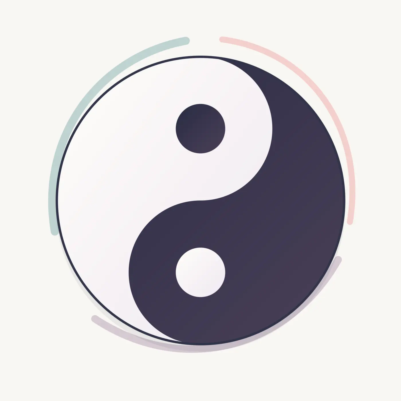 Taijitu traditionnel : la partie claire contient un point sombre et la partie sombre contient un point clair